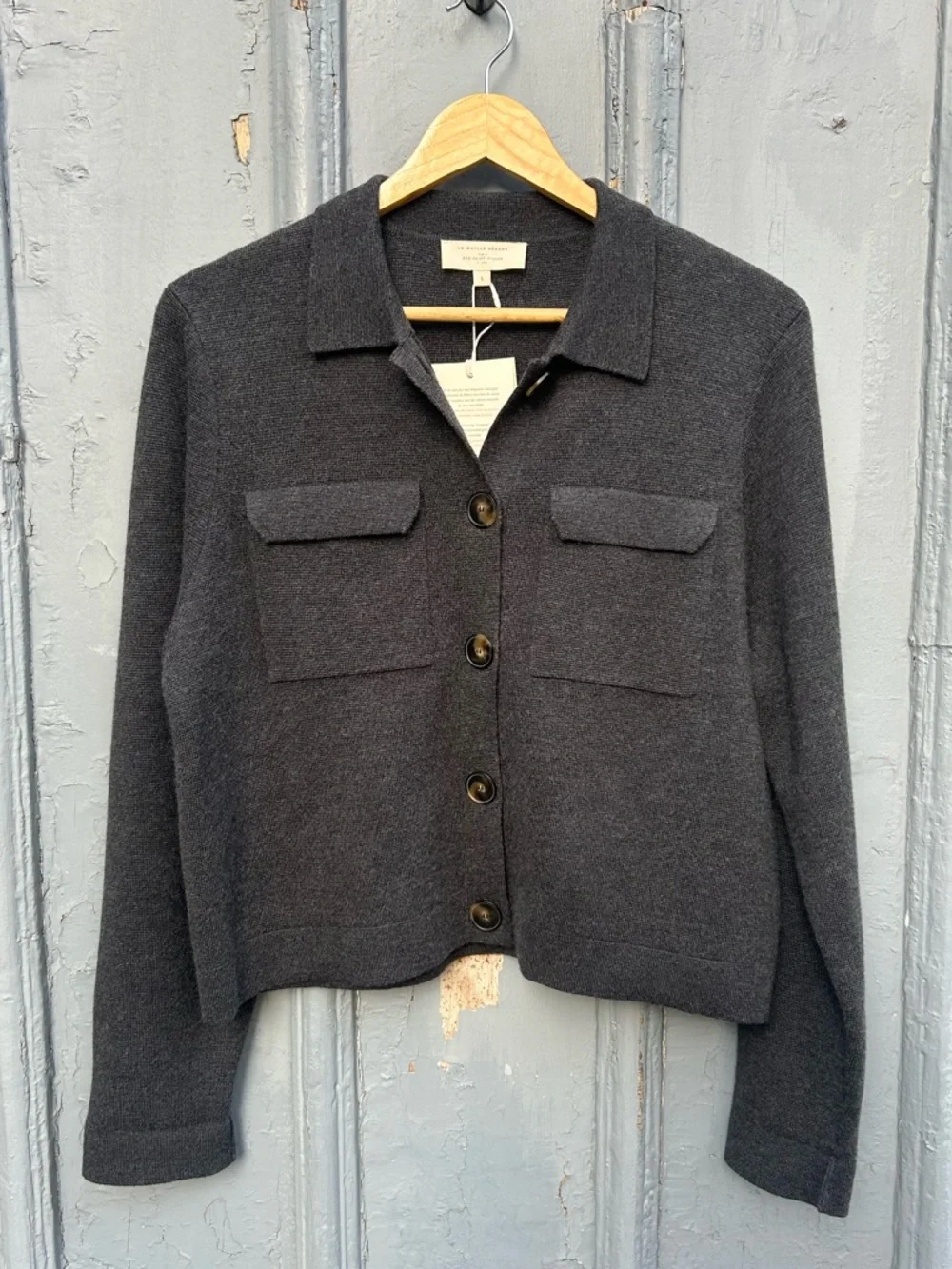 Sezane Anthracite Grey Betty Cardigan, BNWT, Size L - Picture 5 of 11